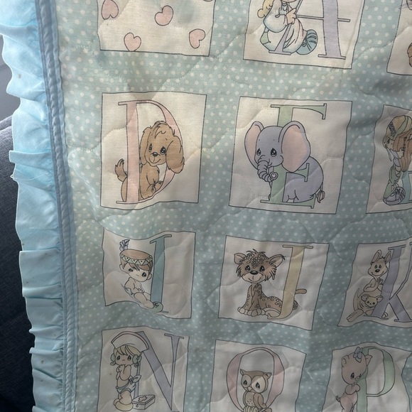 Vintage Precious Moments Alphabet Quilt (has stains/loose threads, but GUC) - Picture 7 of 16